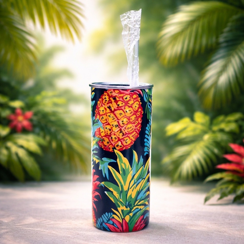20 oz Tropical Tumbler New With Straw #0253